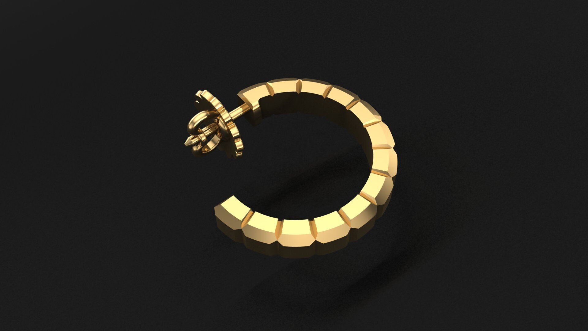 legant Ice Cube Style Gold Earrings - 3D Model 3D print model_4