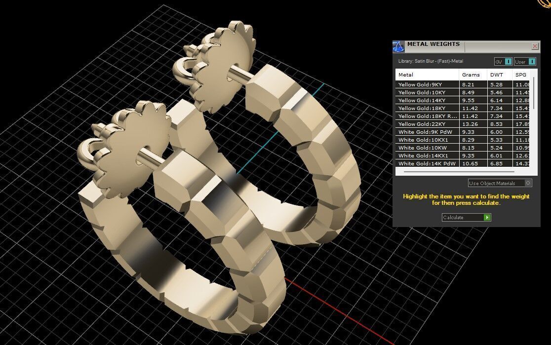 legant Ice Cube Style Gold Earrings - 3D Model 3D print model_7