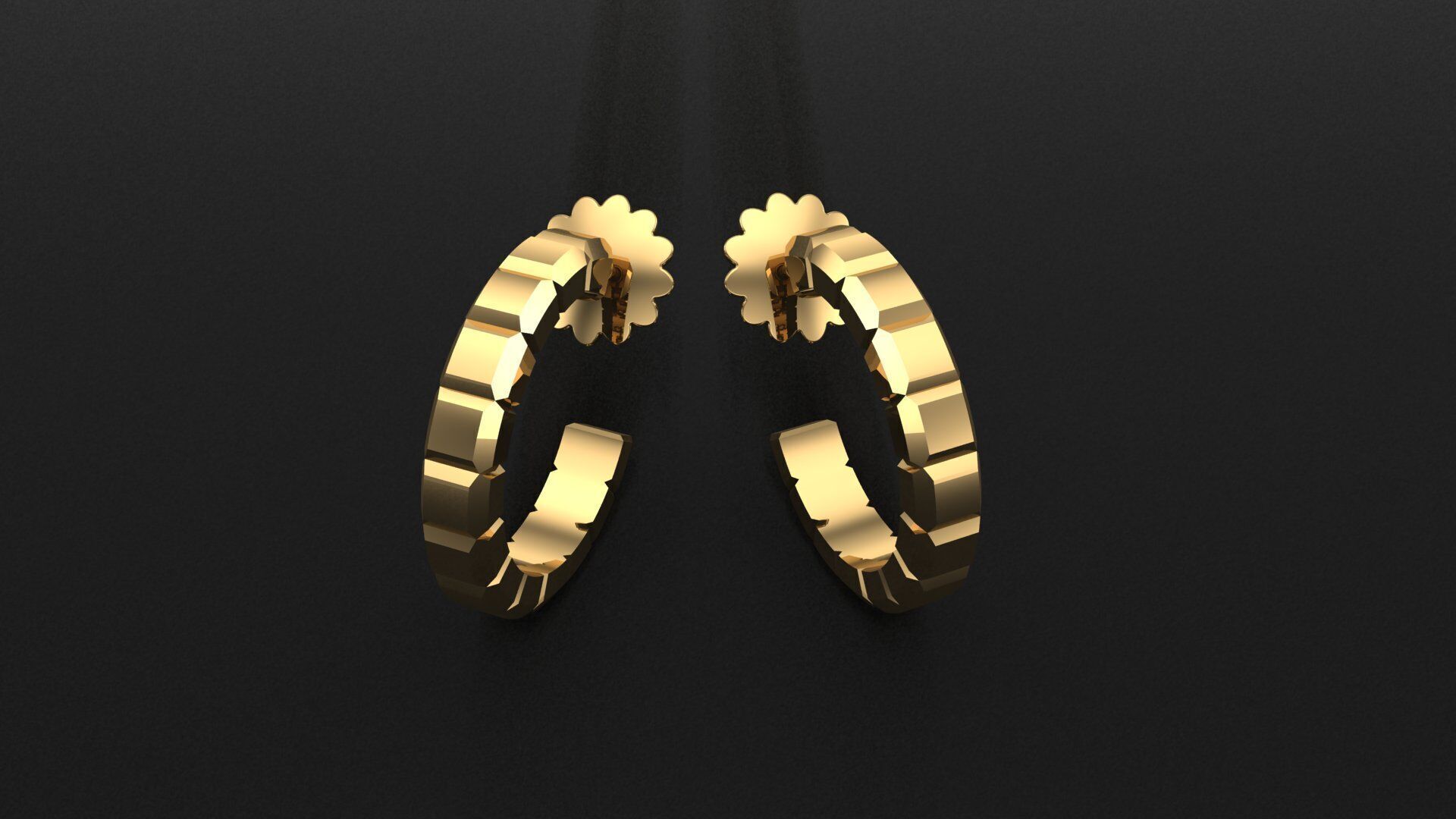 legant Ice Cube Style Gold Earrings - 3D Model 3D print model_2