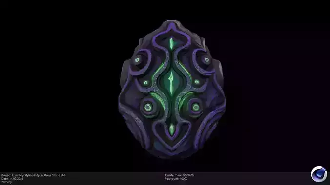 Low Poly Stylized Mystic Rune Stone