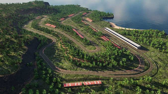The Verdant Grand Prix - Unreal Engine Car Race Track Template Low-poly 3D model