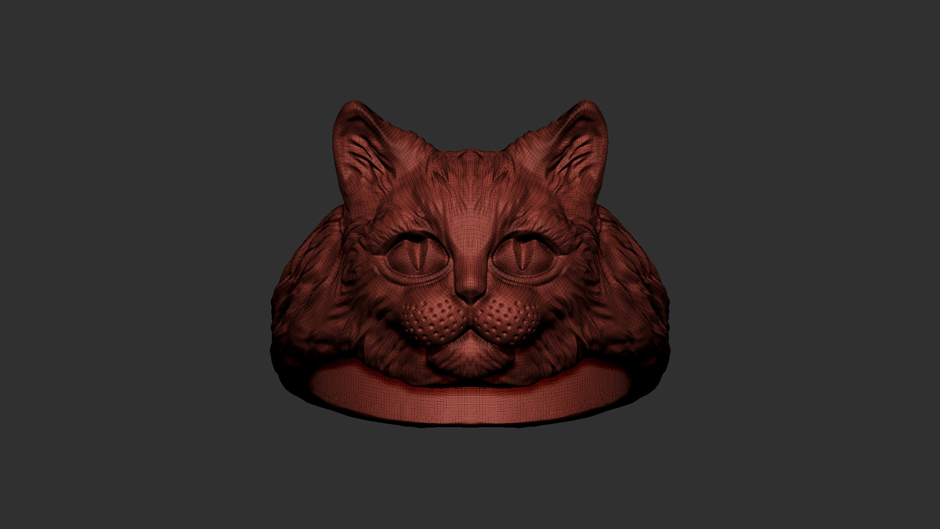 Cat Head Ring 3D print model_8