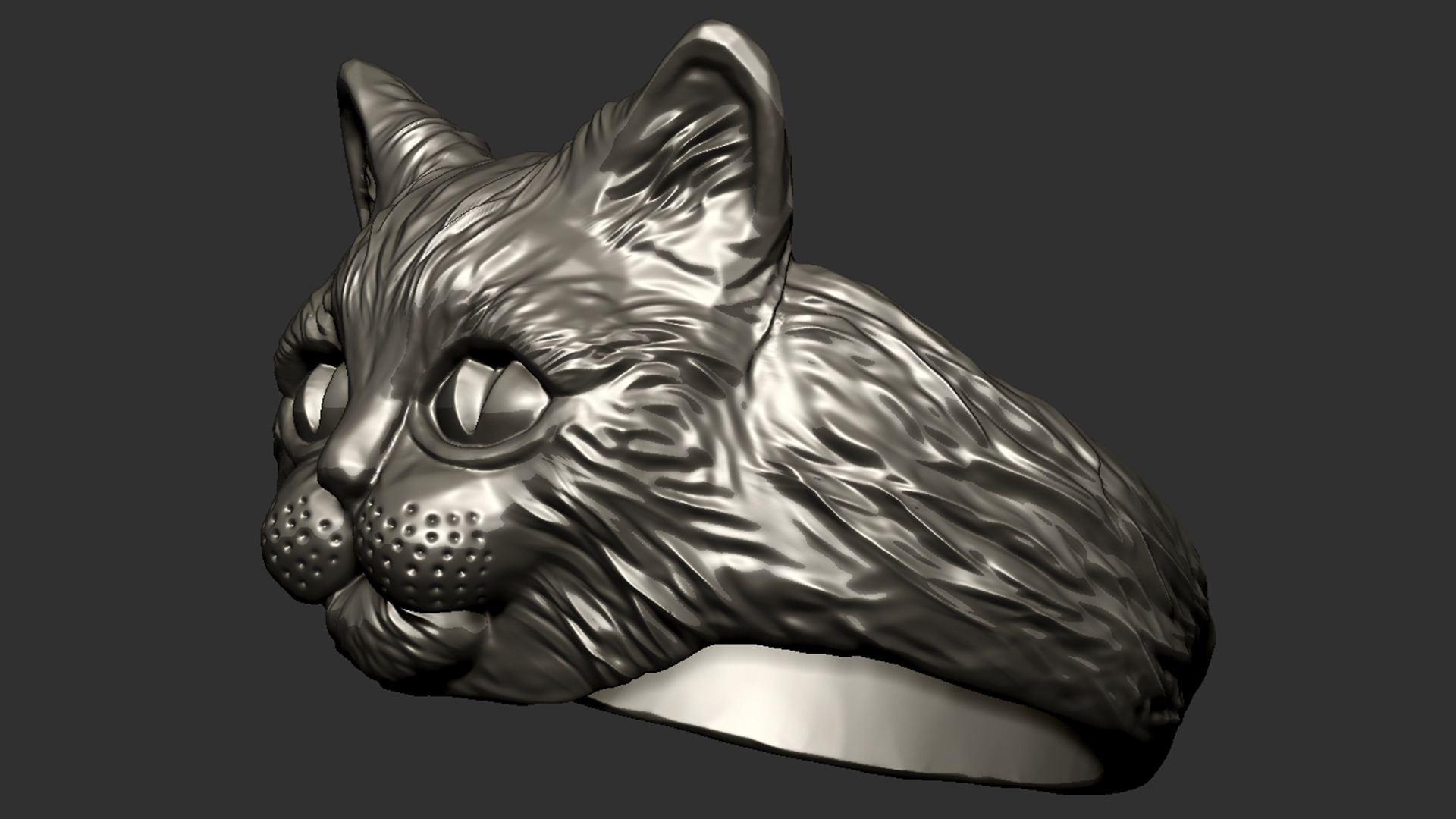 Cat Head Ring 3D print model_6