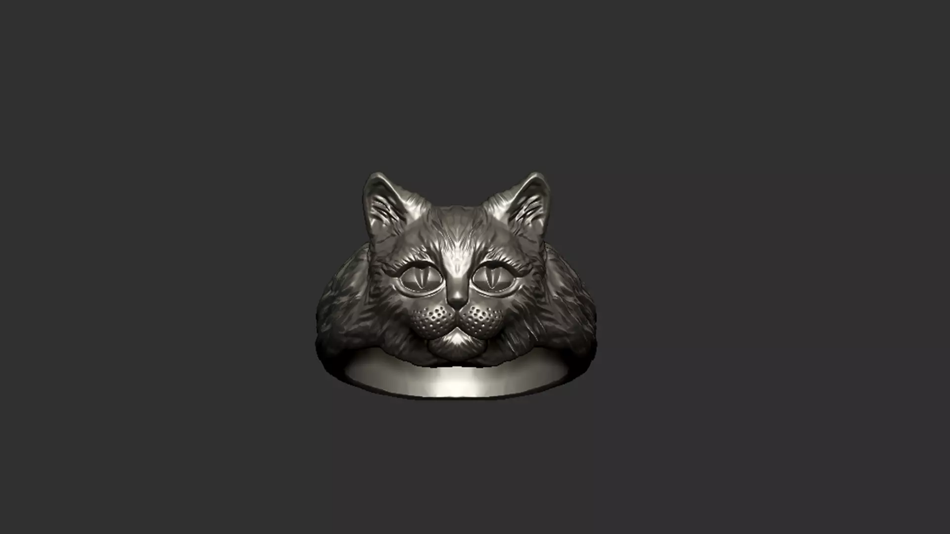 Cat Head Ring 3D print model_0