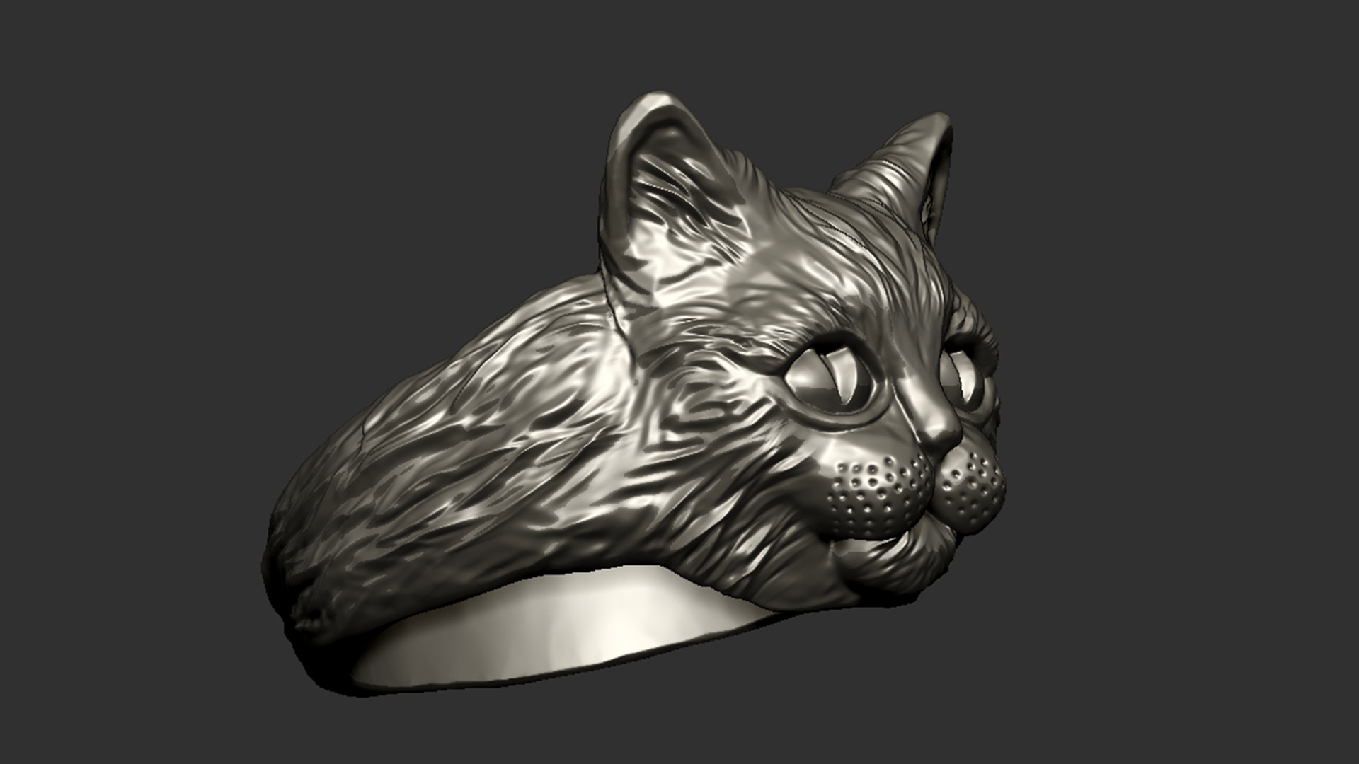 Cat Head Ring 3D print model_2