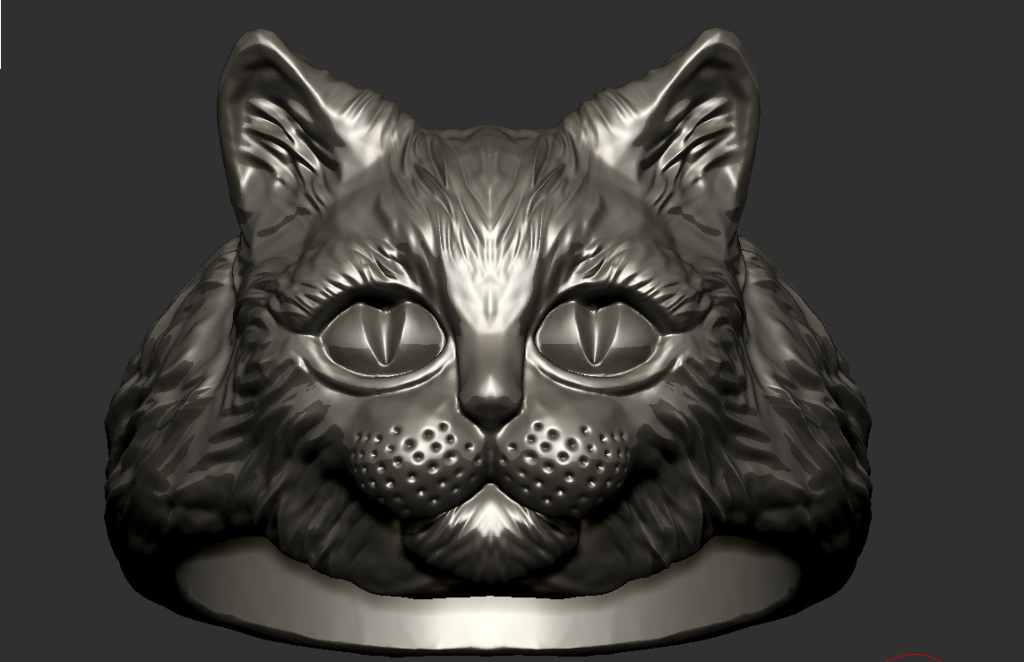Cat Head Ring 3D print model_5