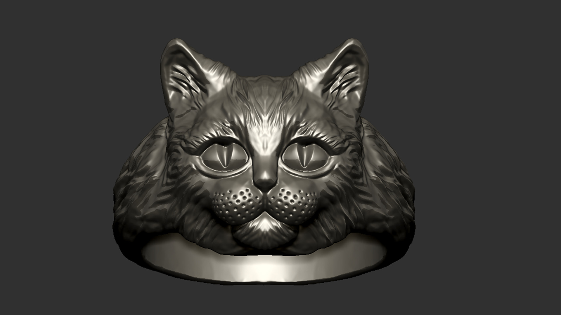 Cat Head Ring 3D print model_1