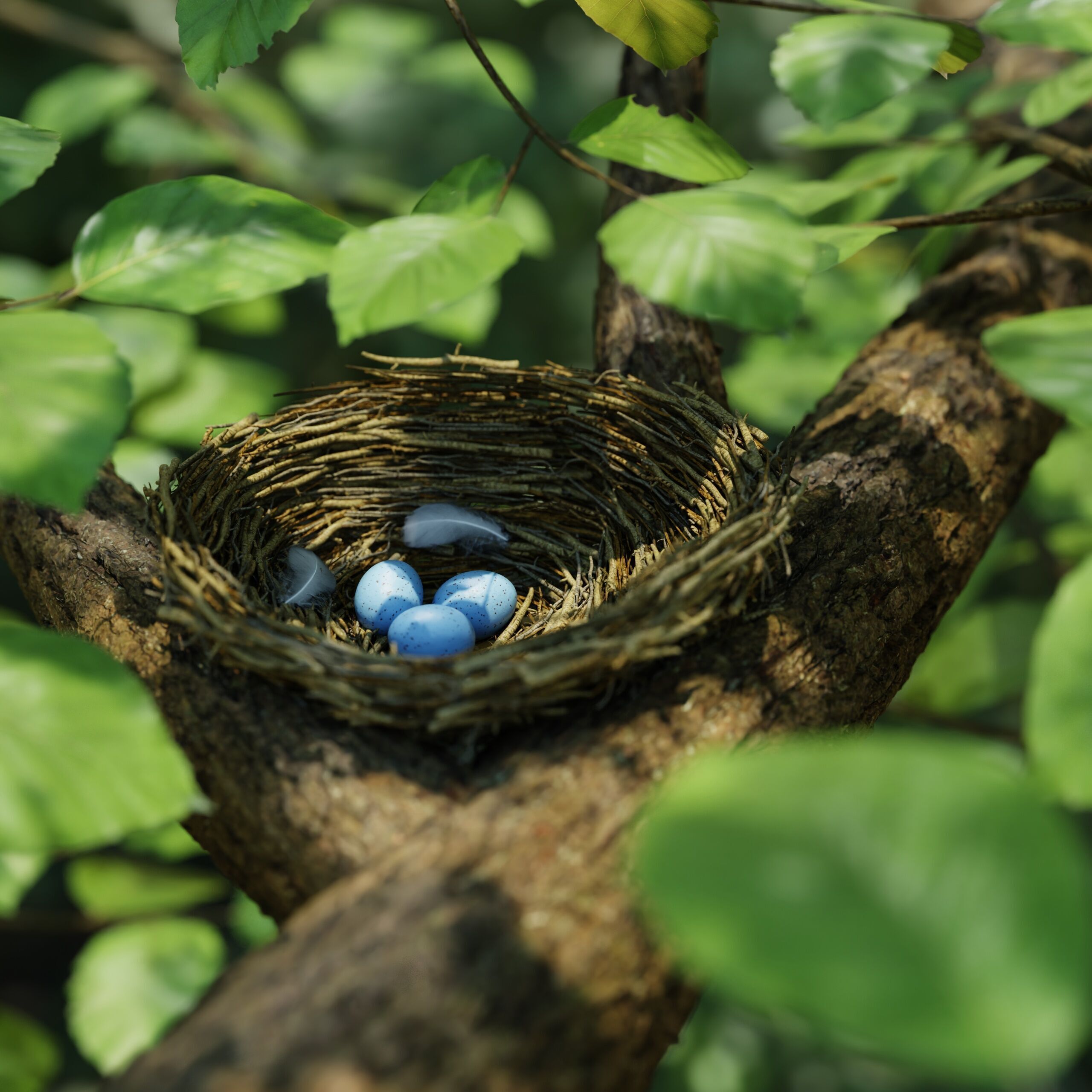 Bird Nest Nature Scene 3D model_10