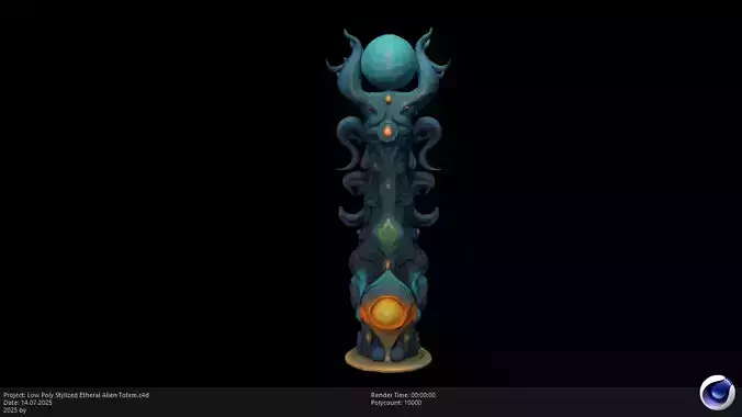 Low Poly Stylized Etheral Alien Totem