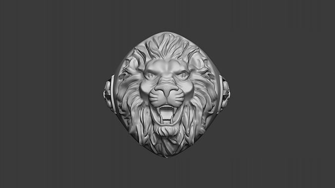Lion Head Signet Ring 3D print model