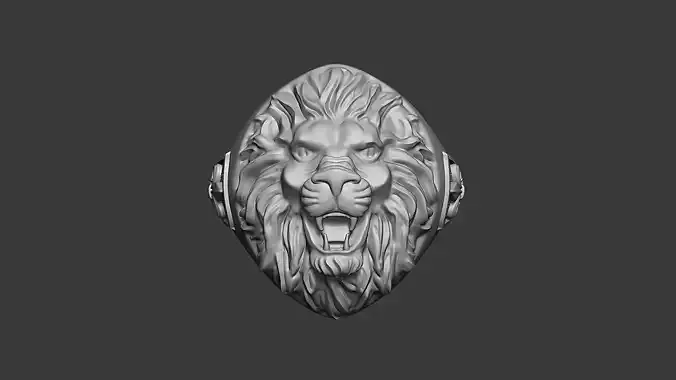Lion Head Signet Ring 3D print model