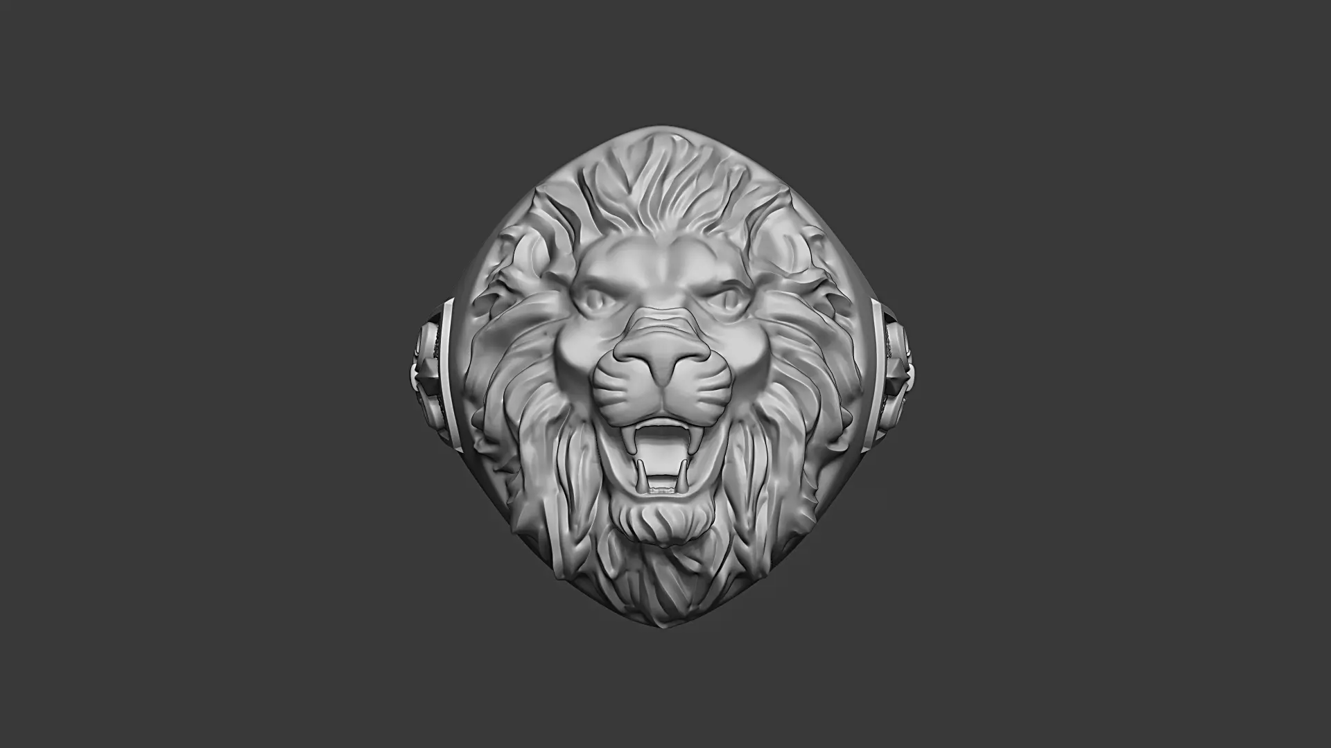 Lion Head Signet Ring 3D print model_0