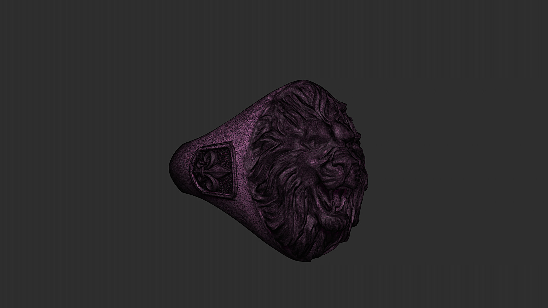 Lion Head Signet Ring 3D print model_6