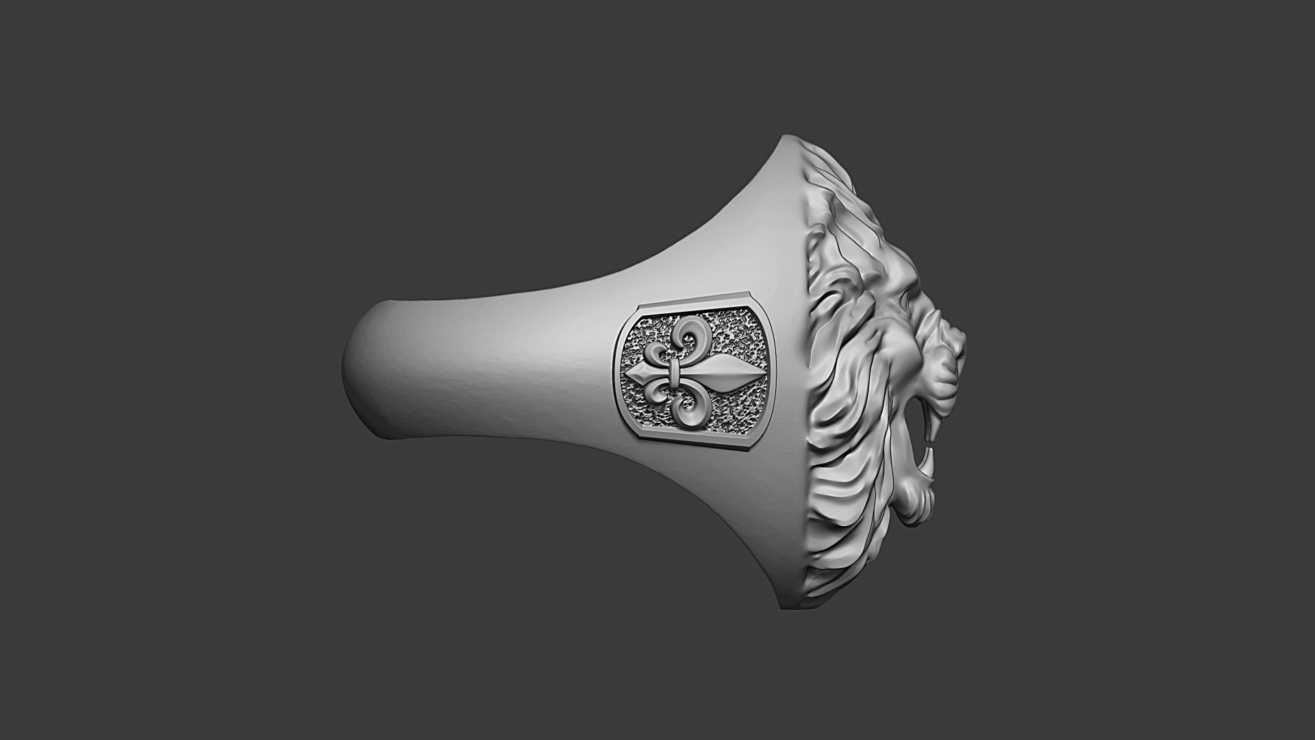 Lion Head Signet Ring 3D print model_2