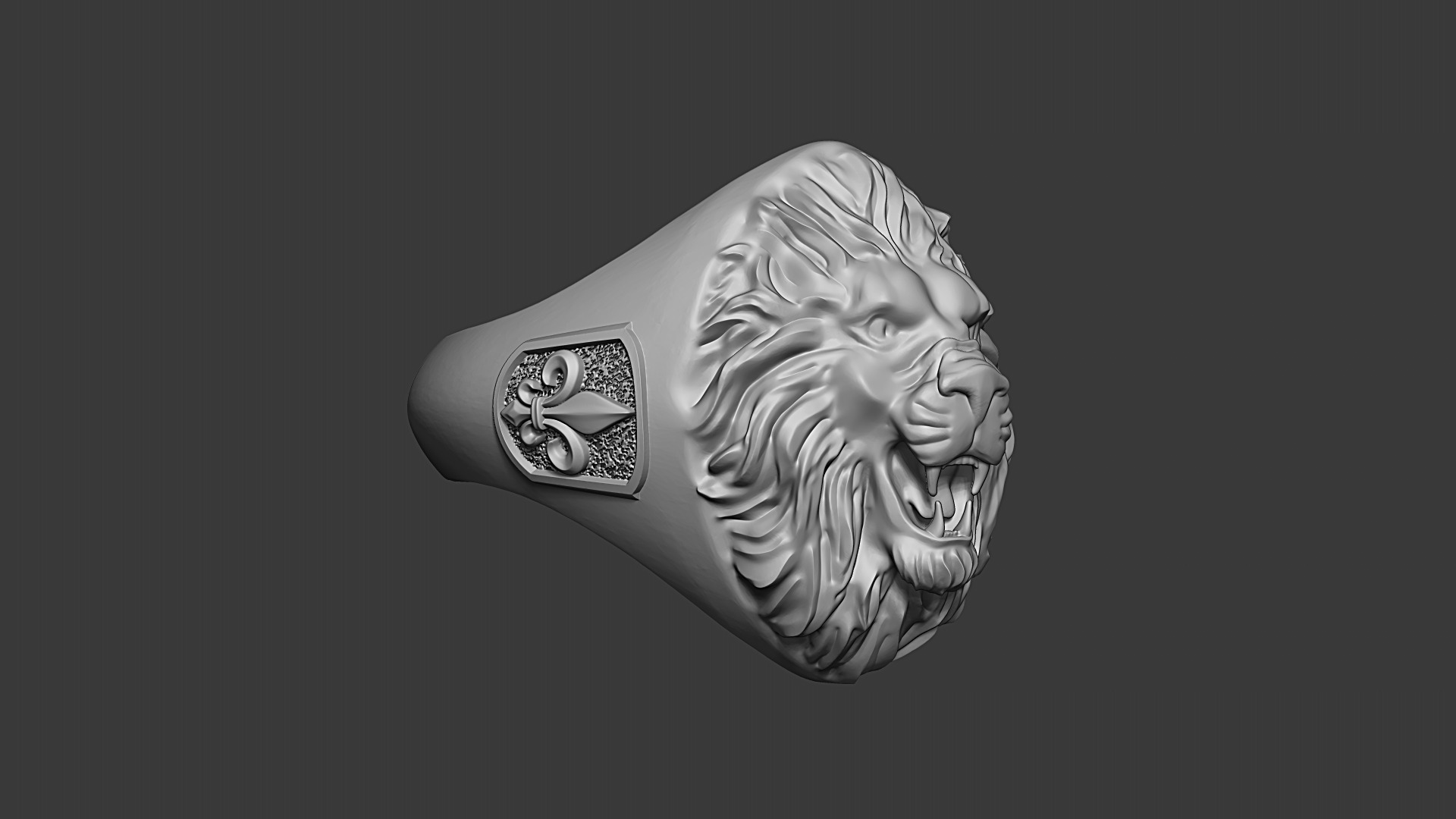 Lion Head Signet Ring 3D print model_1