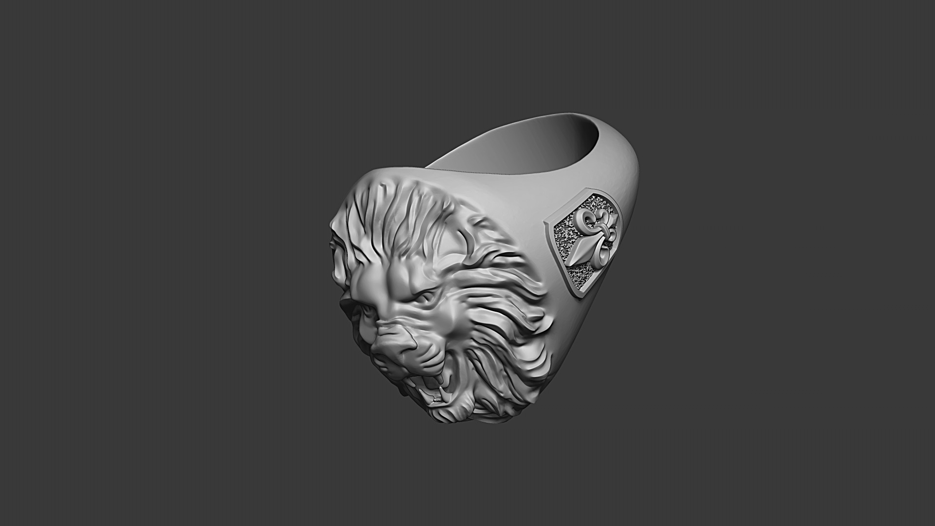 Lion Head Signet Ring 3D print model_5