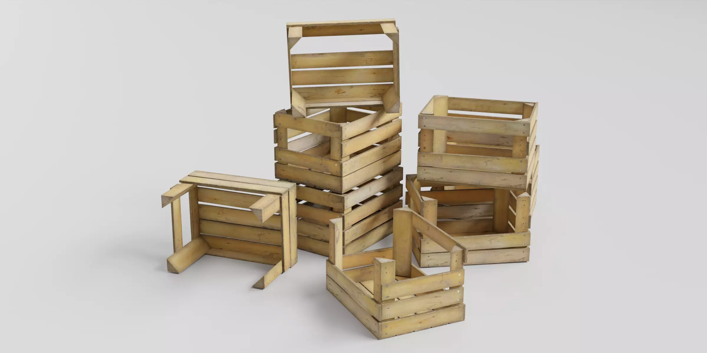 WoodCrate Low-poly 3D model_19
