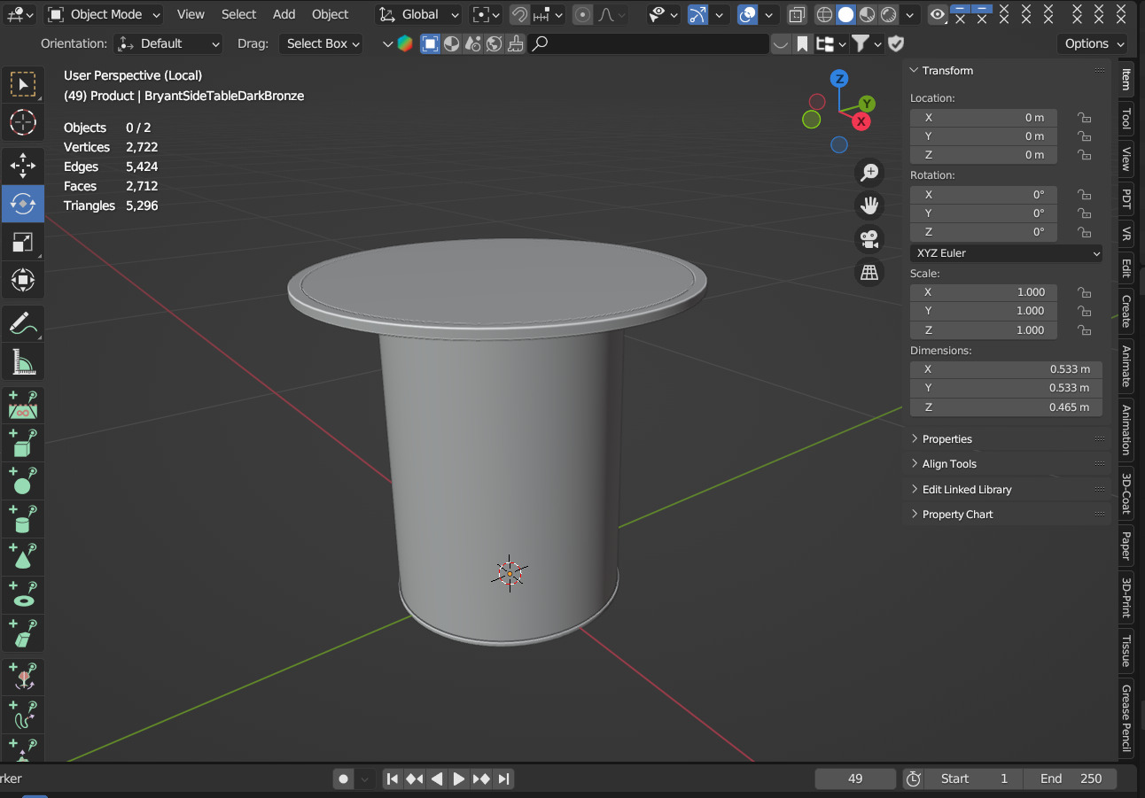 Bryant Side Table Dark Bronze 3D model_5