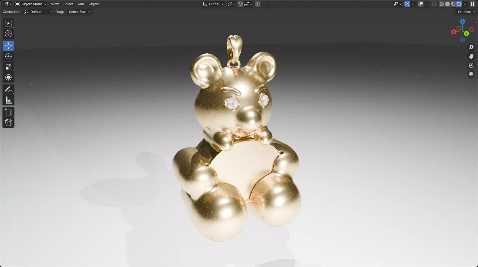 Bear pendant 3D model_0