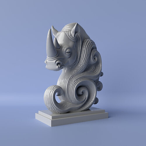 Minimalist Rhinoceros Bust 3D print model