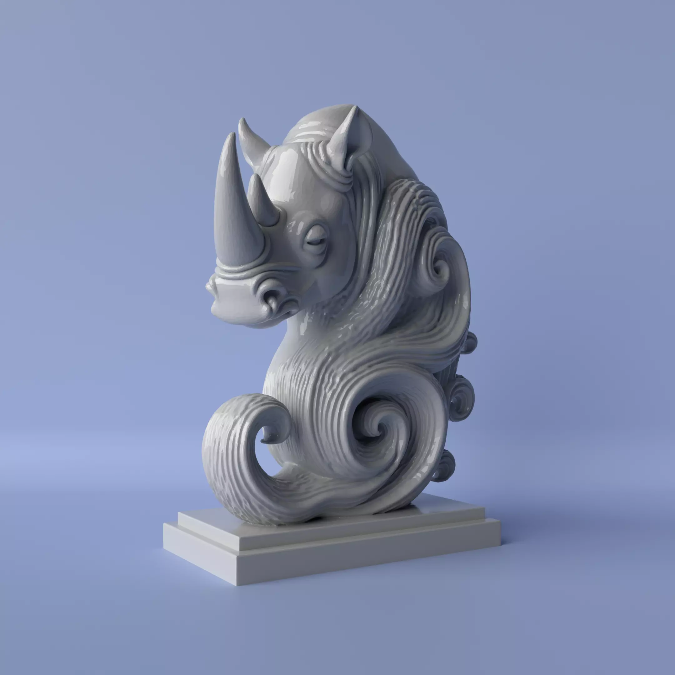 Minimalist Rhinoceros Bust 3D print model_0