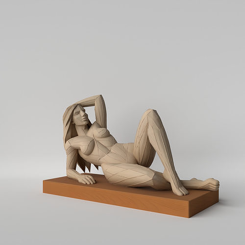 Relaxed Woman Minimalist Lying Woman Sculpture 3D print model