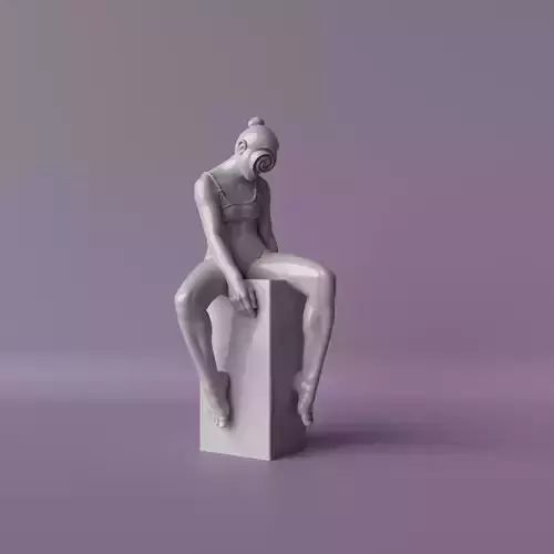 Faceless Girl  Minimalist Sitting Sculpture