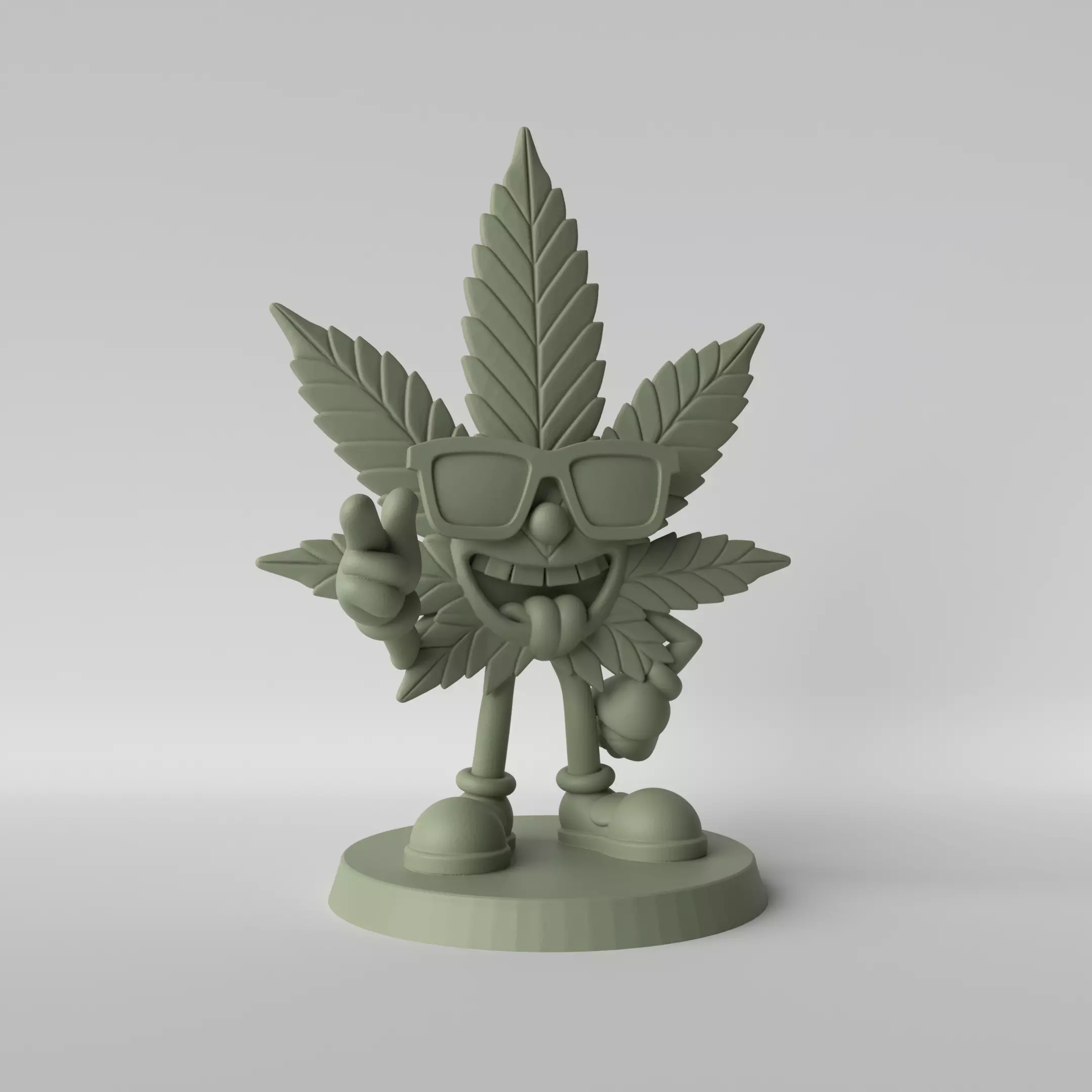 High Leaf Stylized Cannabis Figurine 3D print model_0