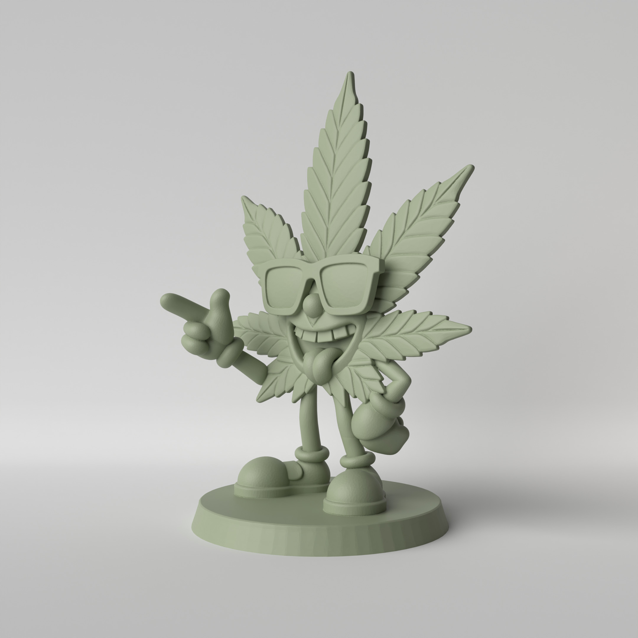 High Leaf Stylized Cannabis Figurine 3D print model_1