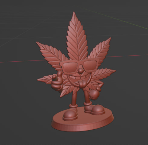 High Leaf Stylized Cannabis Figurine 3D print model_2