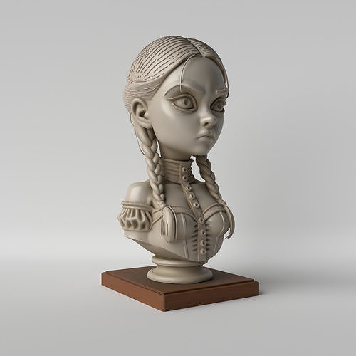 Wednesday Addams Bust The Addams Family 3D Sculpture 3D print model