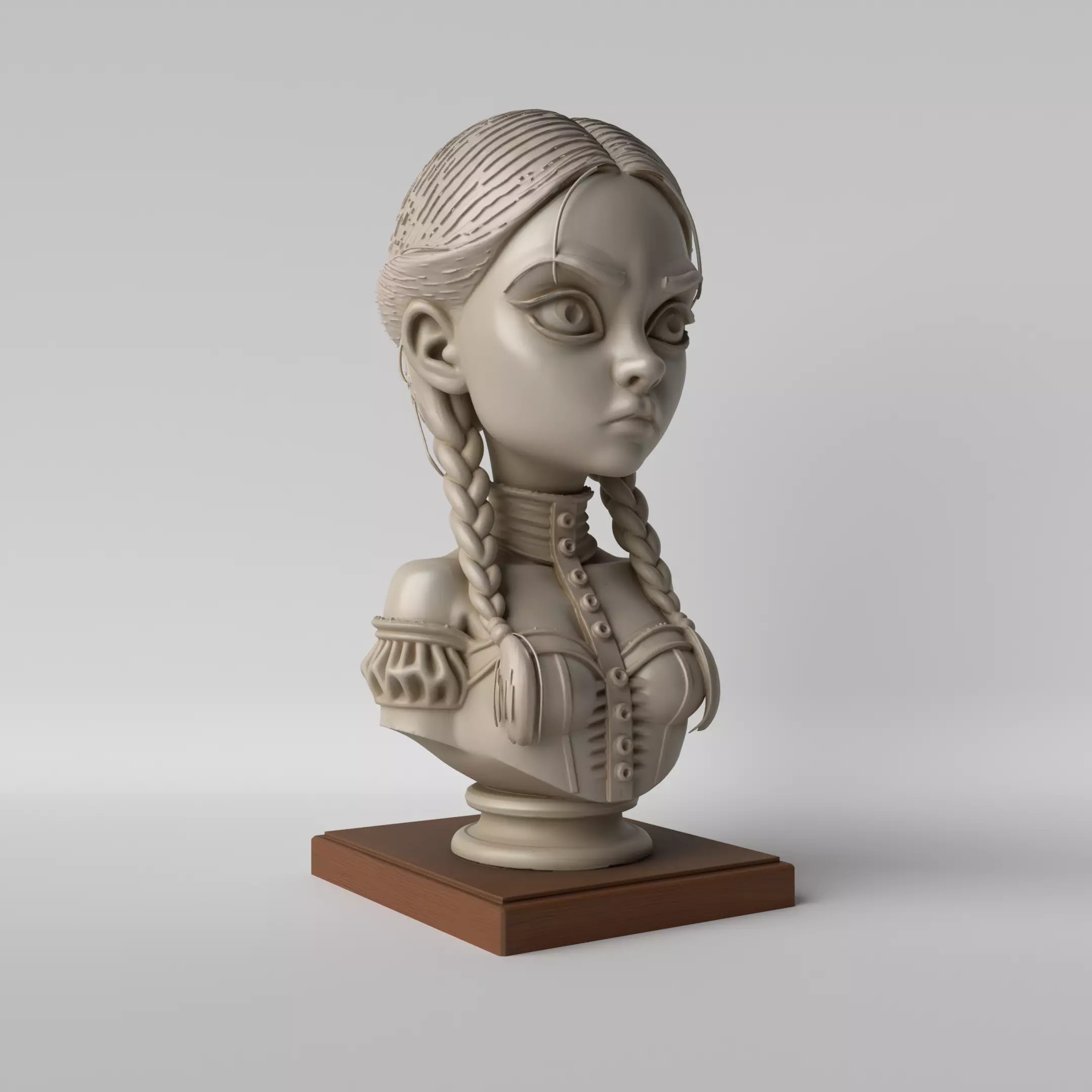 Wednesday Addams Bust The Addams Family 3D Sculpture 3D print model_0