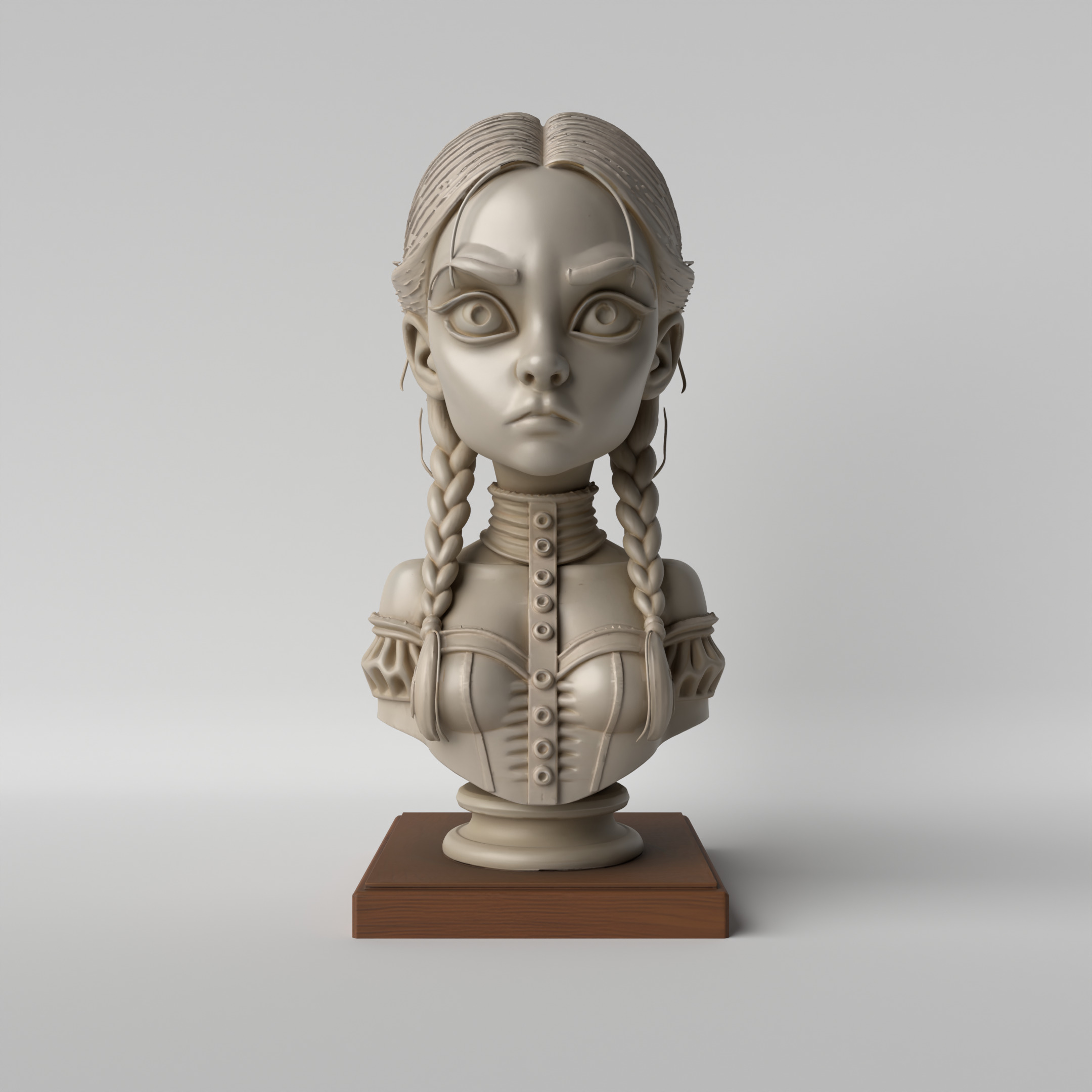 Wednesday Addams Bust The Addams Family 3D Sculpture 3D print model_1