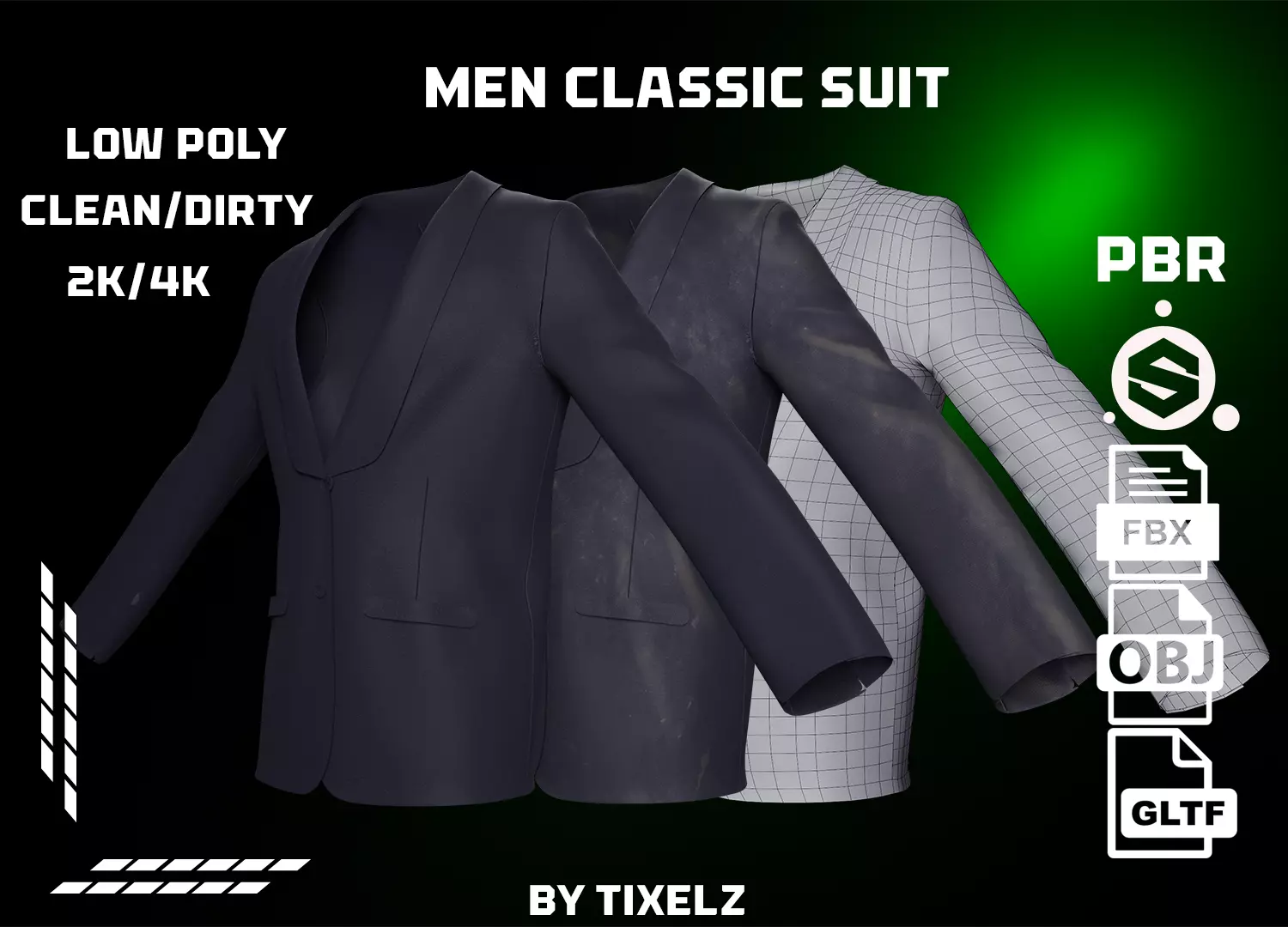 Classic Men Suit Low-poly 3D model_0