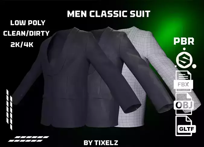 Classic Men Suit Low-poly 3D model Classic Men Suit Low-poly 3D model