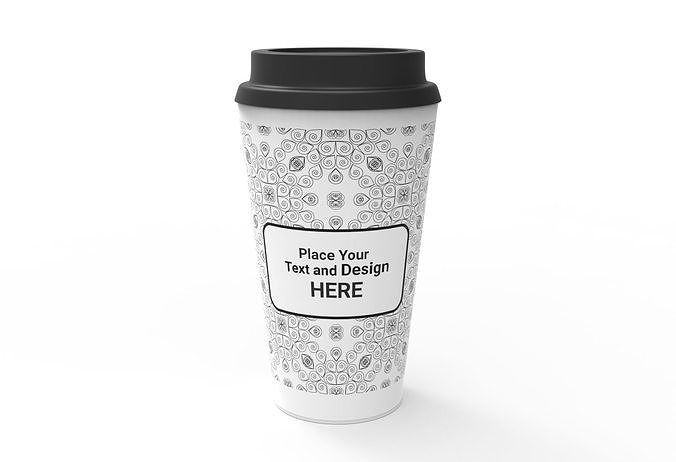Paper Mug  Balck  pattern design  3D model