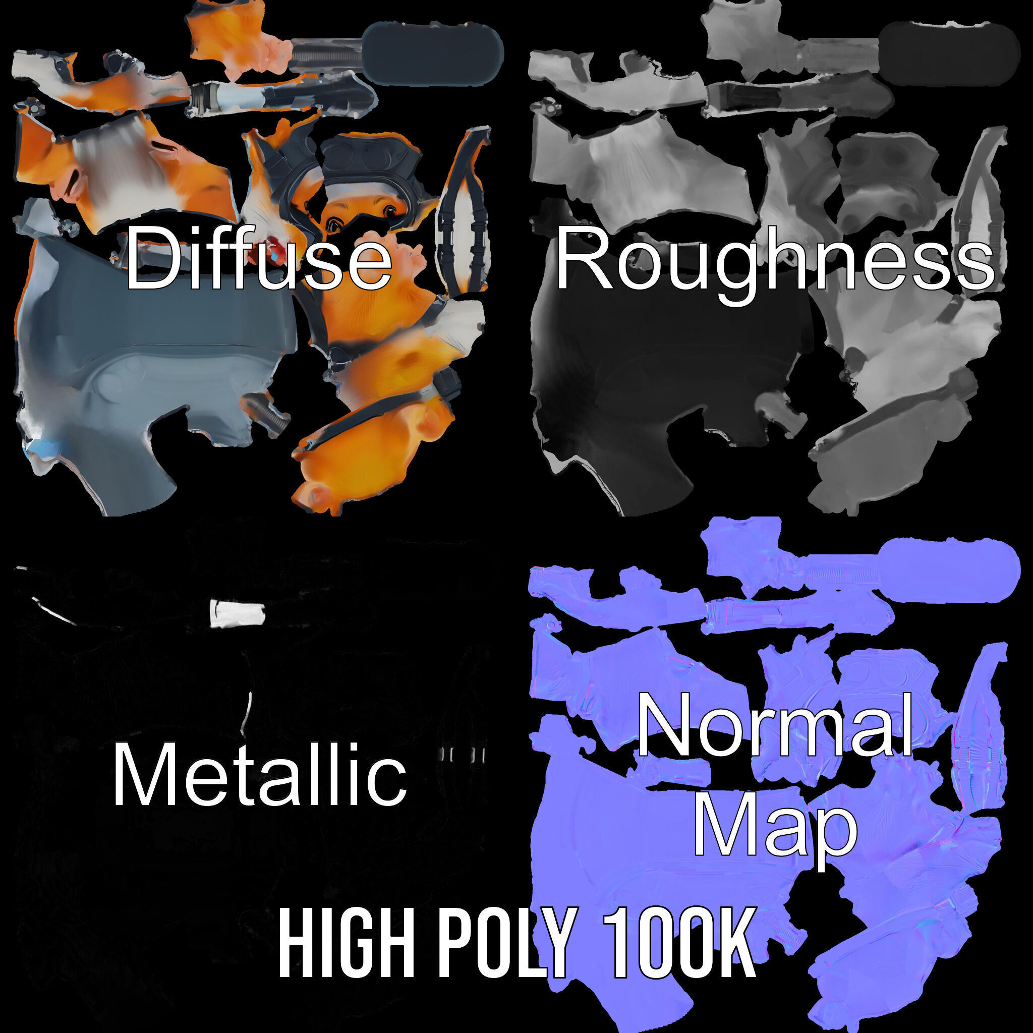 Adventurous Hamster Character Model  Rigged and Animated Low-poly 3D model_3