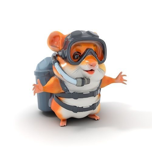 Adventurous Hamster Character Model  Rigged and Animated Free low-poly 3D model
