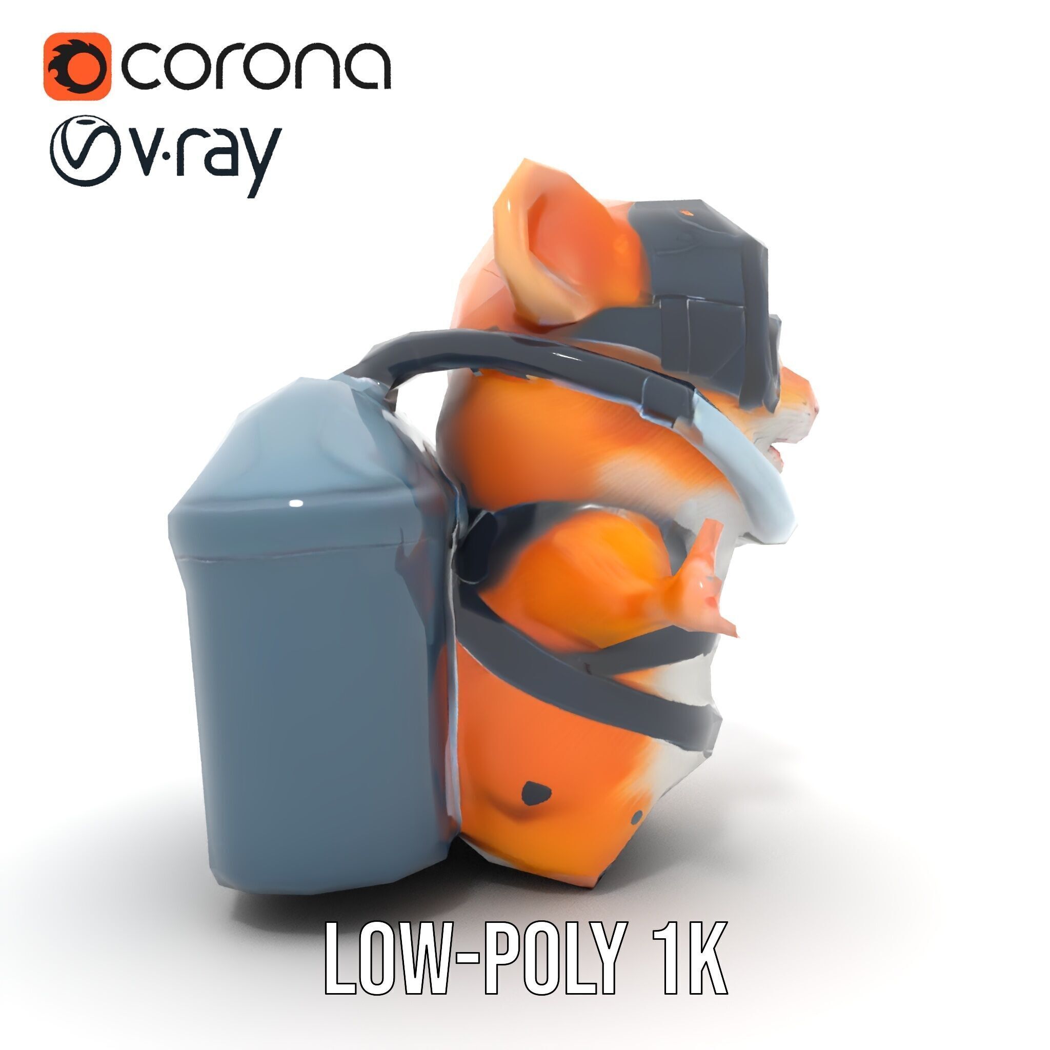 Adventurous Hamster Character Model  Rigged and Animated Low-poly 3D model_13