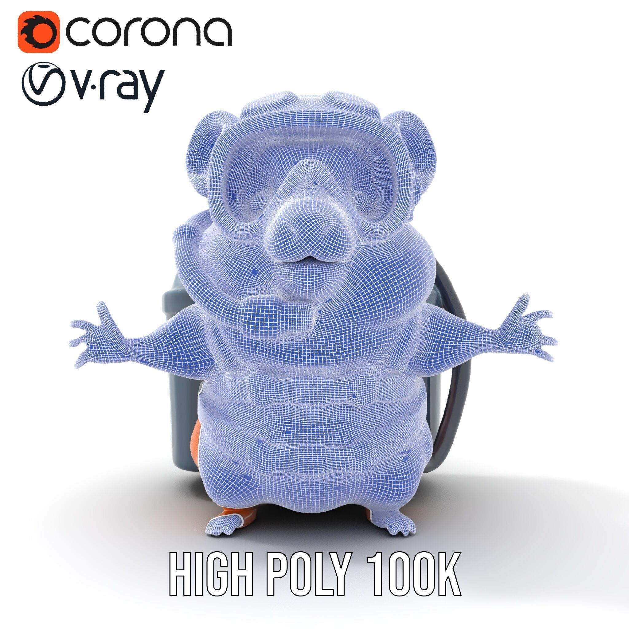 Adventurous Hamster Character Model  Rigged and Animated Low-poly 3D model_26