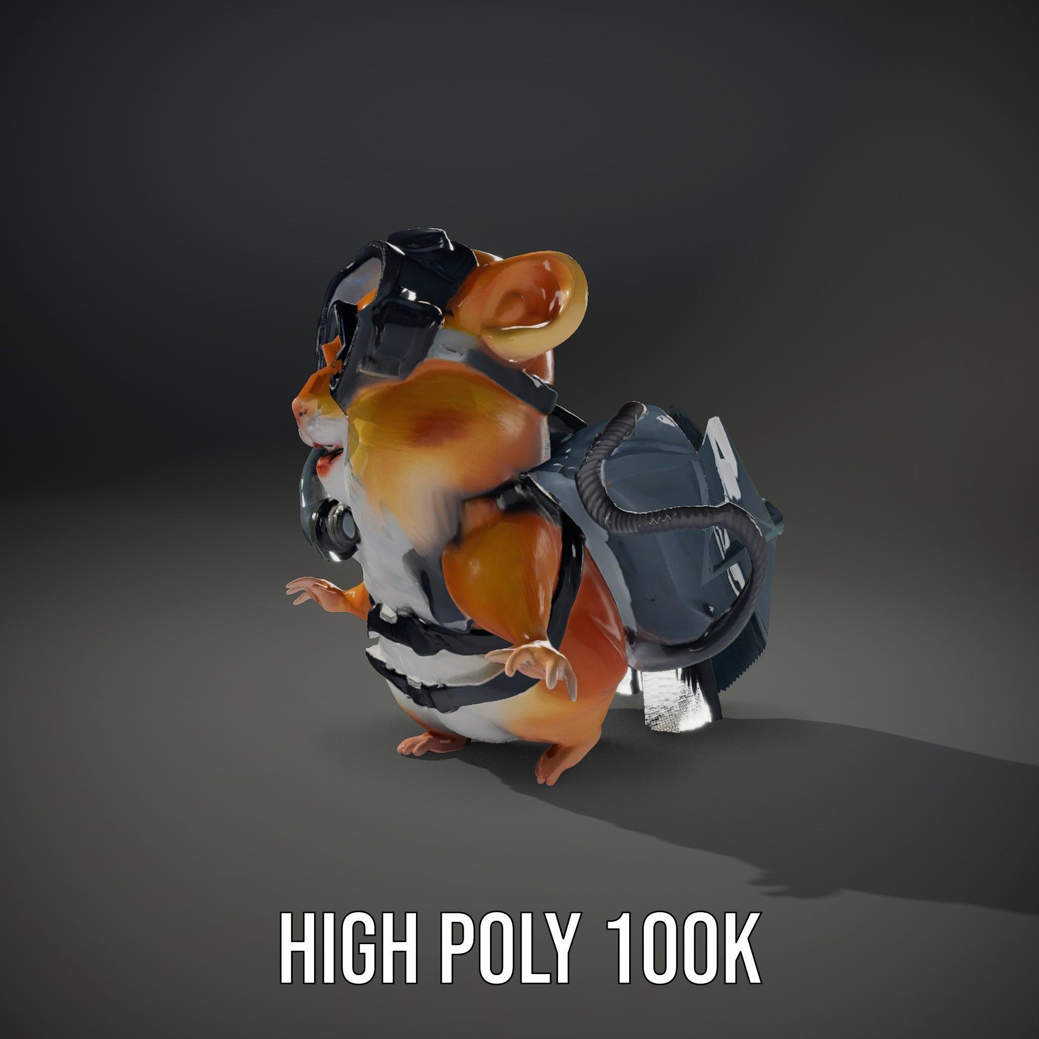 Adventurous Hamster Character Model  Rigged and Animated Low-poly 3D model_36