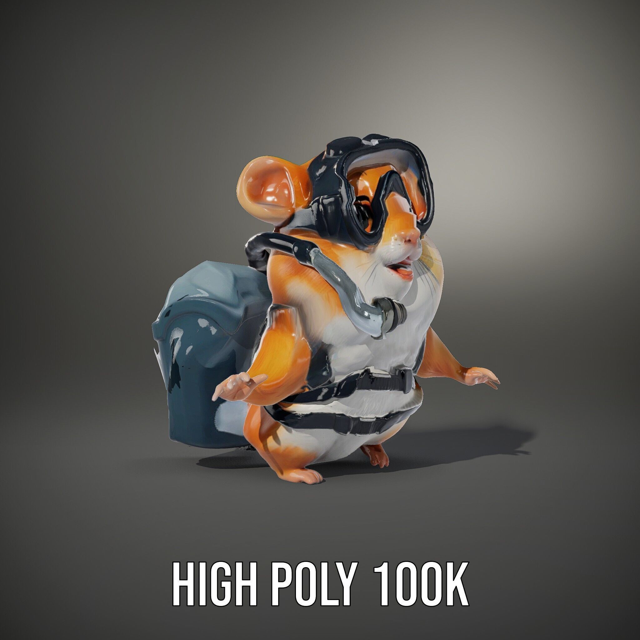 Adventurous Hamster Character Model  Rigged and Animated Low-poly 3D model_31