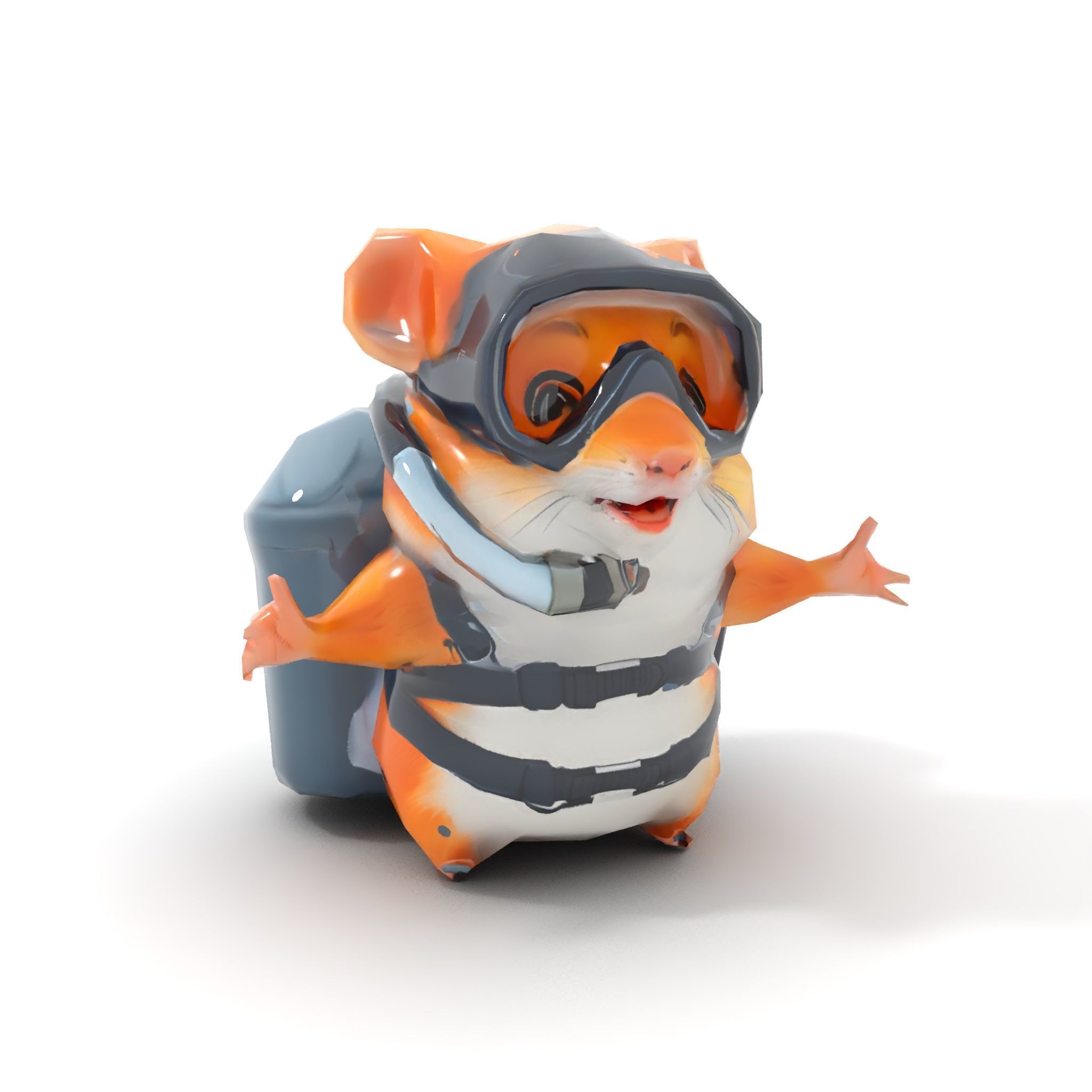 Adventurous Hamster Character Model  Rigged and Animated Low-poly 3D model_7