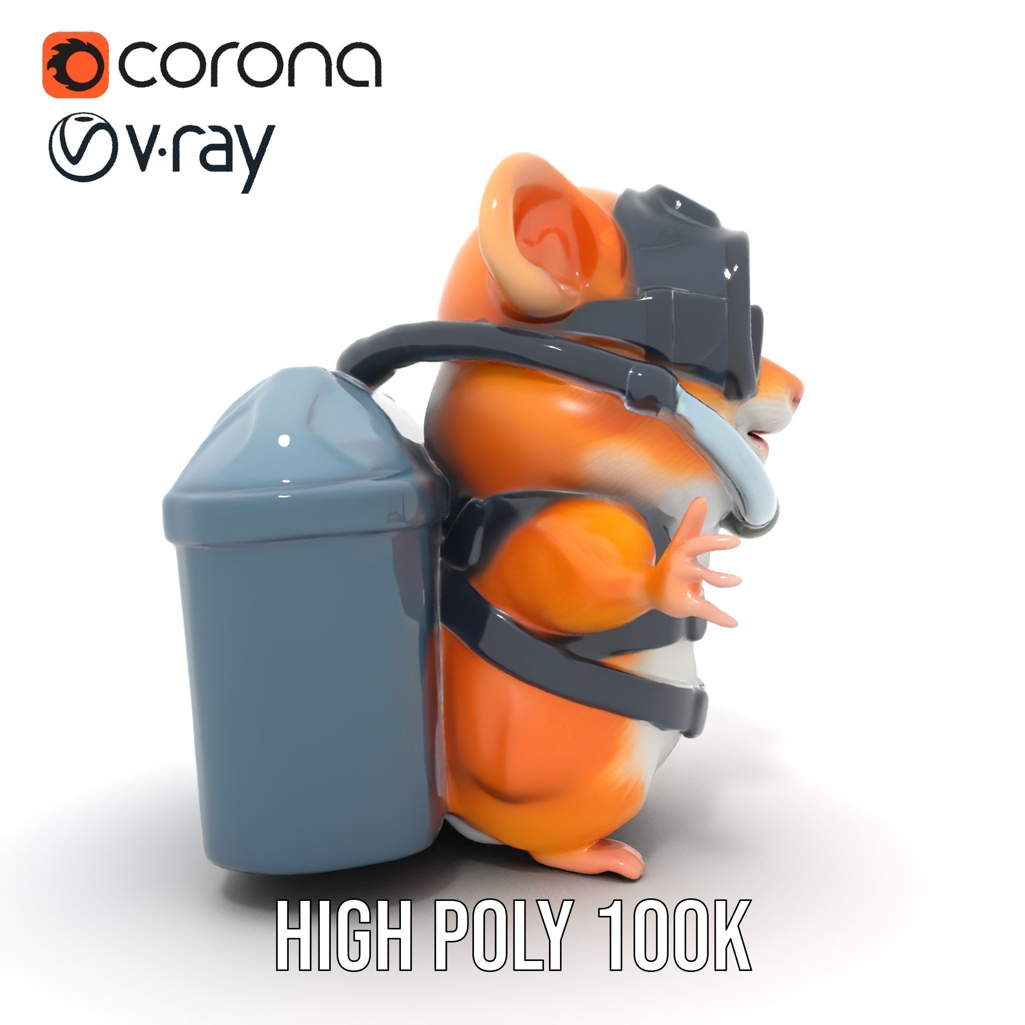 Adventurous Hamster Character Model  Rigged and Animated Low-poly 3D model_20