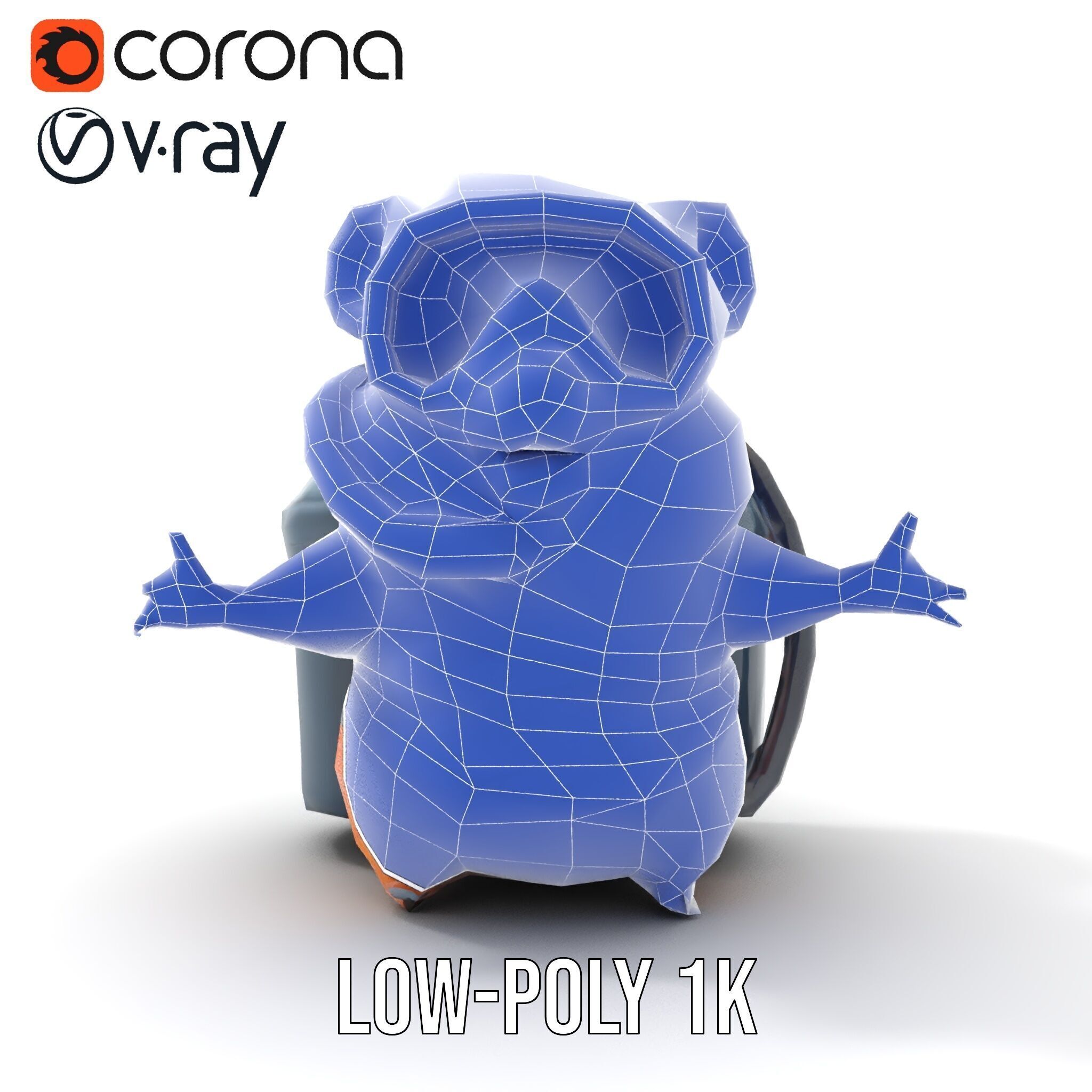 Adventurous Hamster Character Model  Rigged and Animated Low-poly 3D model_10