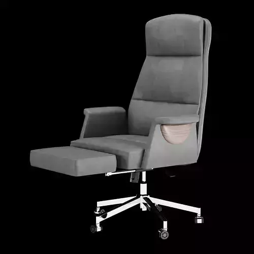 Modern Leather Office Chair with Ottoman 3D model 6