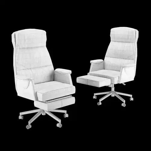 Modern Leather Office Chair with Ottoman 3D model 3