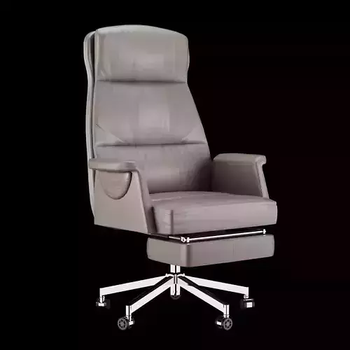 Modern Leather Office Chair with Ottoman 3D model 4