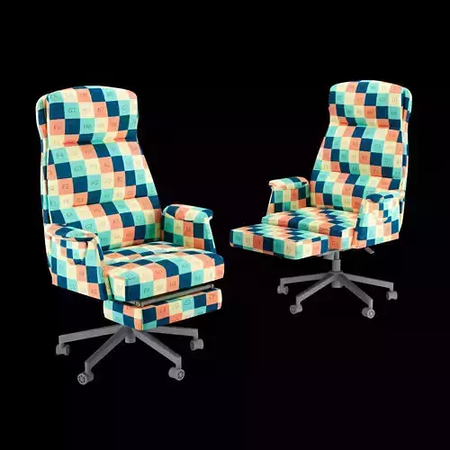 Modern Leather Office Chair with Ottoman 3D model 2
