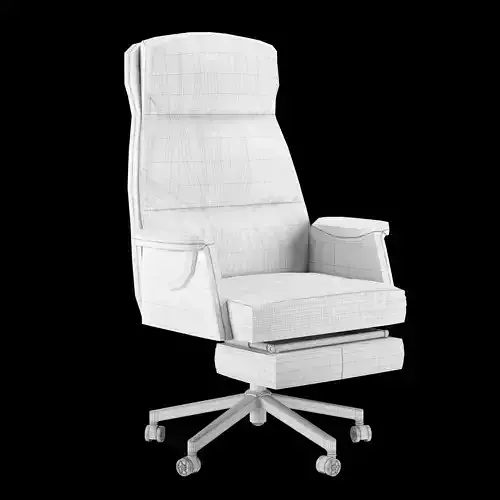 Modern Leather Office Chair with Ottoman 3D model 5